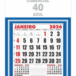 Folhinha Comercial Grande 40 2026