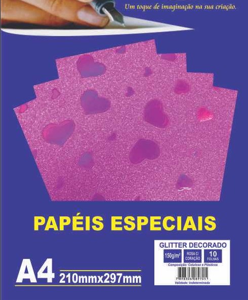 Papel Glitter Decorado 150 Gramas A 4 Brindes Diplomata 7867